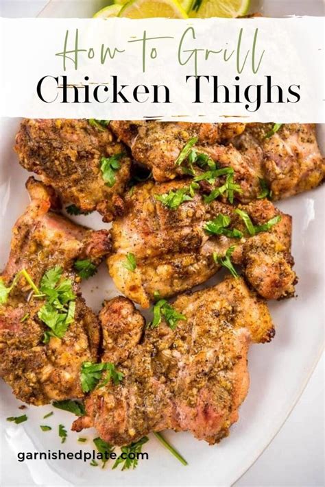 How to Grill Chicken Thighs - Garnished Plate