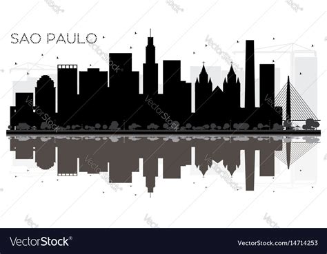 Sao Paulo City Skyline Black And White Silhouette Vector Image