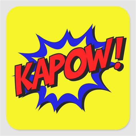 Vintage Comic Book Kapow Onomatopoeia Square Sticker Artofit