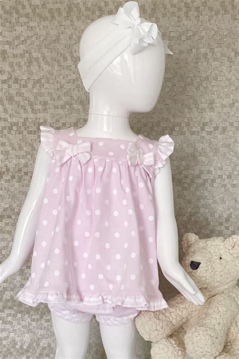 Sardon Girls Summer Polka Dot Dress And Striped Knicks 20co 506 Pink