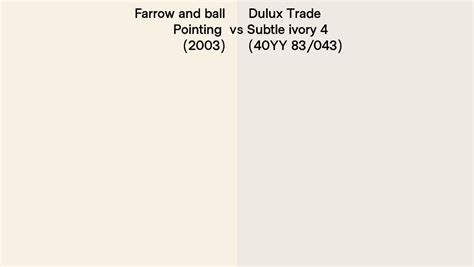 Farrow And Ball Pointing 2003 Vs Dulux Trade Subtle Ivory 4 40yy 83043 Side By Side Comparison