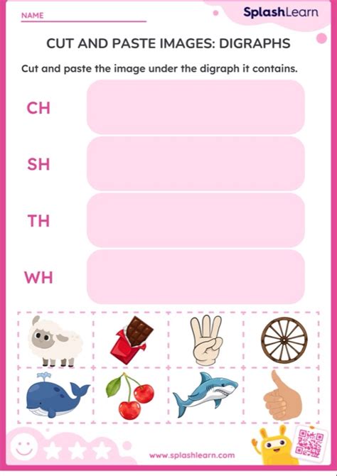 Cut And Paste Words Digraphs Worksheet