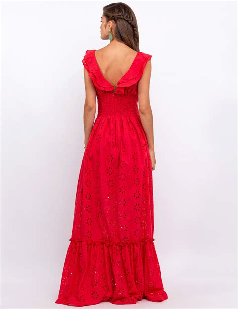 Vestido Lese Longo Vermelho Elora