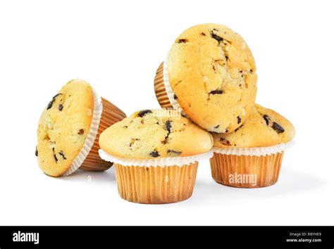 Delicious Vanilla Muffins With Chocolate Isolated On White Background