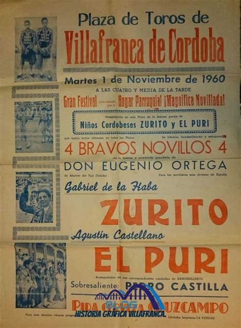 Historia Gráfica de Villafranca de Córdoba CARTELES DE TOROS AÑO 1960