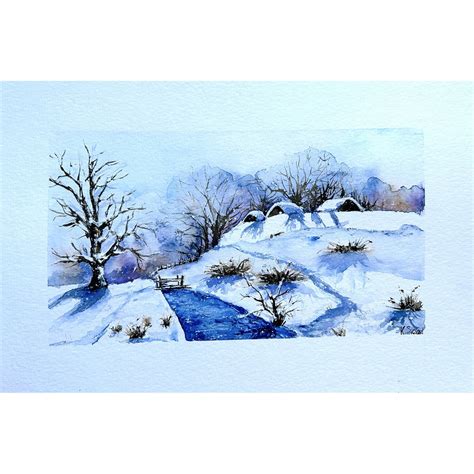 Winter Forest Painting Winter Landscape Winter Village - Etsy