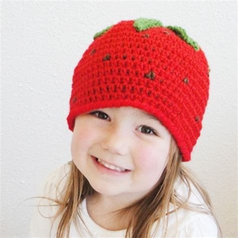 Kid's Strawberry CROCHET HAT PATTERN Permission to Sell - Etsy