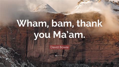 David Bowie Quote “wham Bam Thank You Maam”