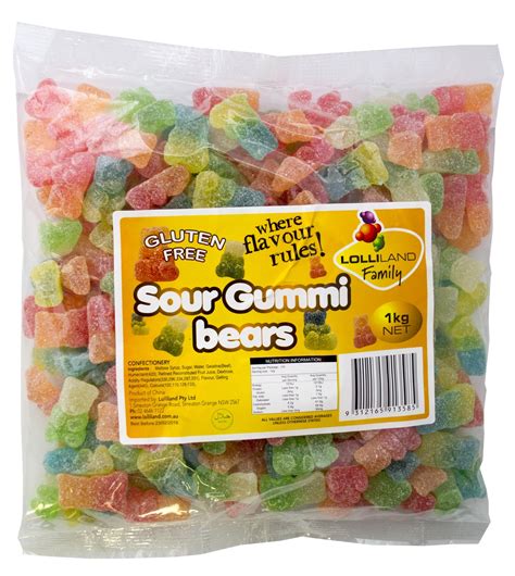 Lolliland Sour Gummi Bears Gluten Free 1kg Sweetsworld Chocolate Shop