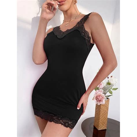 Women S Sexy Lace Lingerie Cami Mini Dress Bodycon Nightdress Babydoll Sleepwear EBay