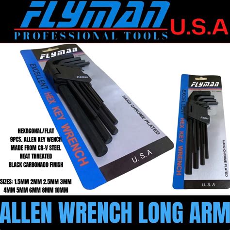 FLYMAN Professional Tools Made In USA 9PCS SET Allen Key Wrench Flat