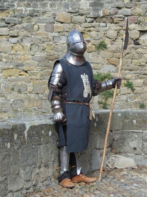 Medieval Knight Dressed In Armour In Carcassonne Editorial Stock Photo