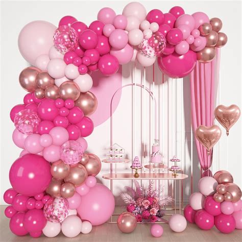 Pink Balloons Arch Kit Different Sizes Inch Blush Pink Rose Gold Nude Ivory Confetti