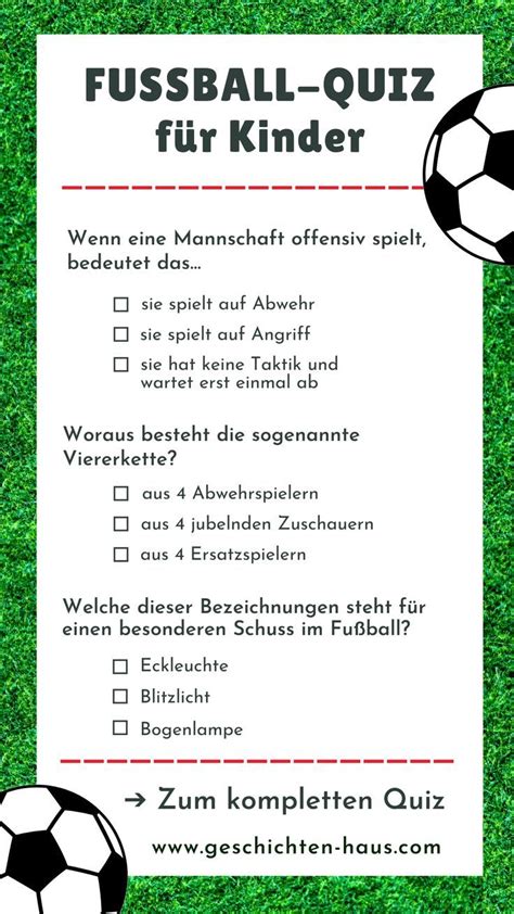 Fußball Quiz für Kinder Birthday activities German language learning