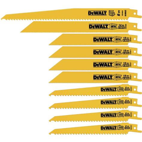 DEWALT Bi Metal Reciprocating Saw Blade Set With Case 10 Piece DW4898