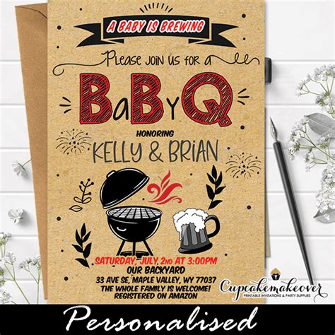 Bbq Baby Shower Invitations Babyq Rustic Shabby Chic Cupcakemakeover