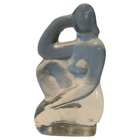Glass Sculpture Representing A Naked Woman Posing In The French Art Deco Style For Sale At StDibs