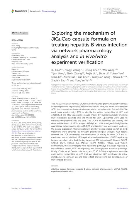 Pdf Exploring The Mechanism Of Jigucao Capsule Formula On Treating