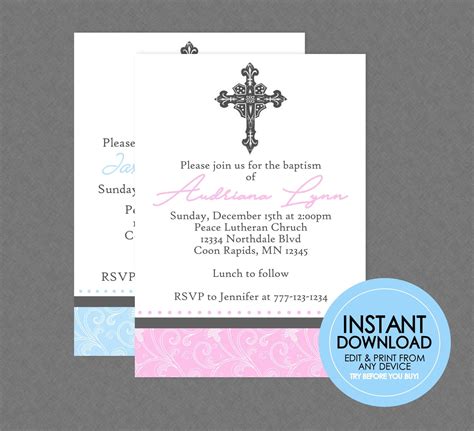 Elegant Religious Invitations EDITABLE INSTANT DOWNLOAD | Etsy