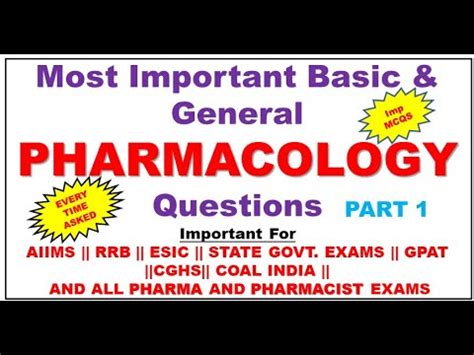 GENERAL PHARMACOLOGY MCQs PART 1 PHARMACIST GPAT RRB