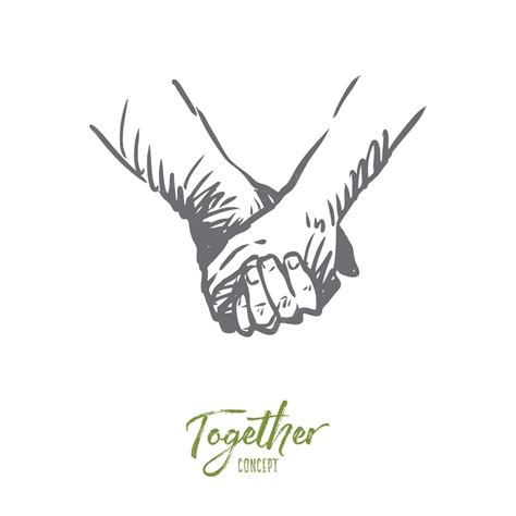 Premium Vector | Together, hands, friendship, love, partnership concept. Hand drawn persons ...