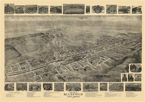 Aerial View Of Bluefield West Virginia T M Fowler Del 1911 Year