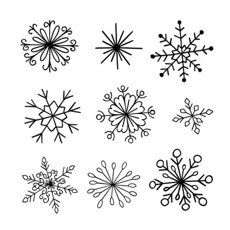 Premium Vector Snowflakes Simple Doodle Linear Hand Drawn