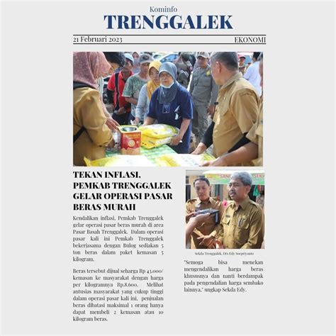 Tekan Inflasi Pemkab Trenggalek Gelar Operasi Pasar Beras Murah