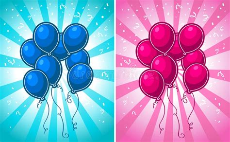 Ballons Bleus Et Roses De Partie Illustration De Vecteur Illustration