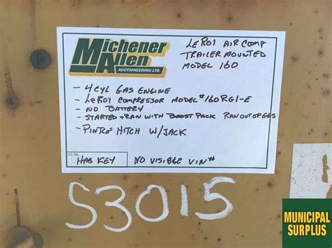 Le Roi Model 160 Trailer Mounted Air Compressor Michener Allen