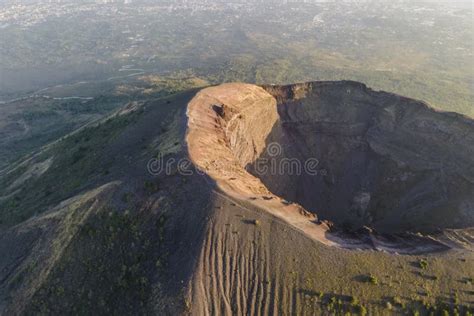 View Of Mount Vesuvius Crater At Sunset A Volcano In Naples Campania