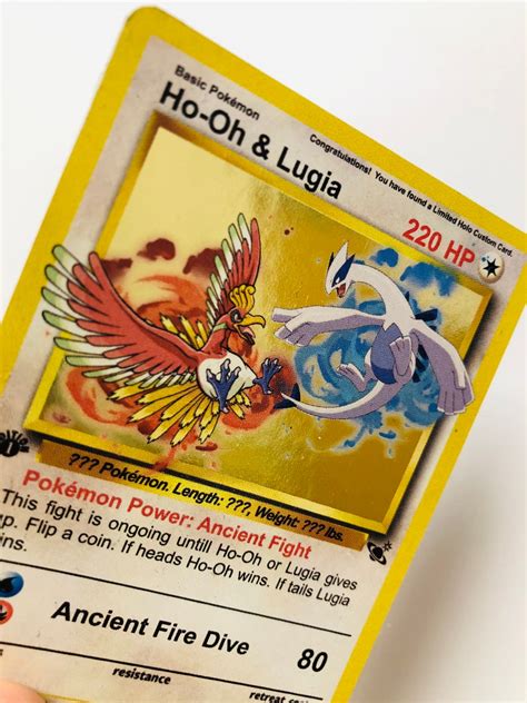 Ho Oh Lugia Holo Custom Pokemon Card Great Artwork Gold Etsy Ireland