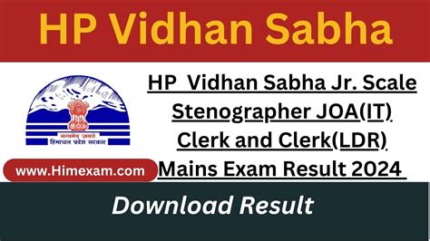 Hp Vidhan Sabha Jr Scale Stenographer Joa It Clerk And Clerk Ldr