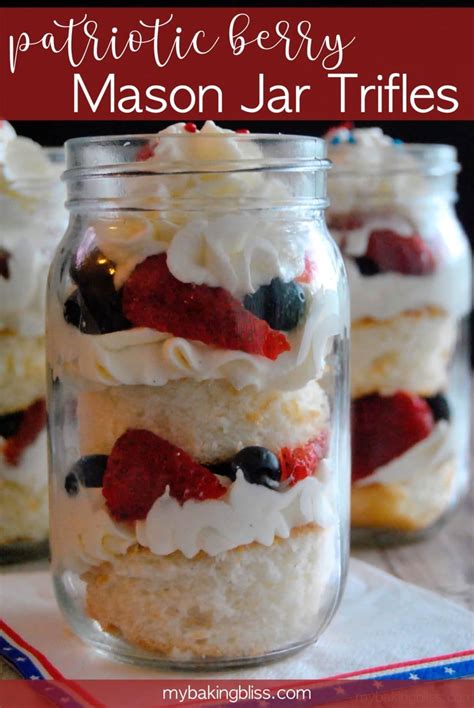 Patriotic Berry Mason Jar Trifles This Easy Dessert Is Fresh And Fruity With Patriotic Re