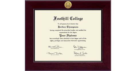 Century Gold Engraved Diploma Frame In Cordova Foothill College Item