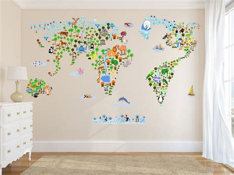 20 Collection of Vinyl Wall Art World Map