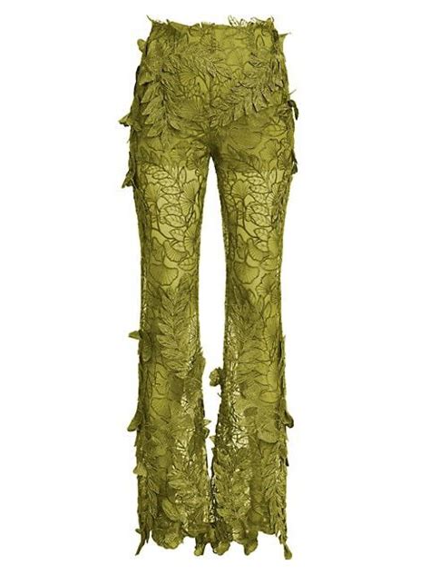 Alberta Ferretti Leaf Applique Silk Trousers Editorialist