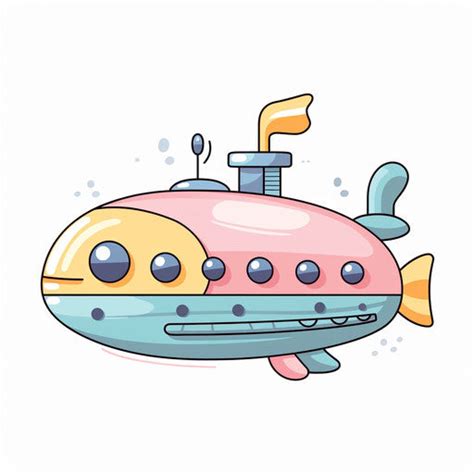 Submarine Clipart in Pastel Colors Art Style Artwork: 4K Vector & PNG ...