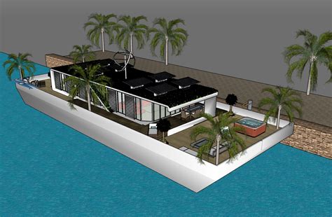 Sustainable Houseboat design floating on ecobarge at Dubai s Yachtclub ...