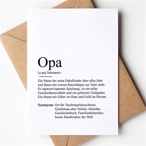 Grußkarte OPA Definition Klappkarte Briefumschlag mit Herz