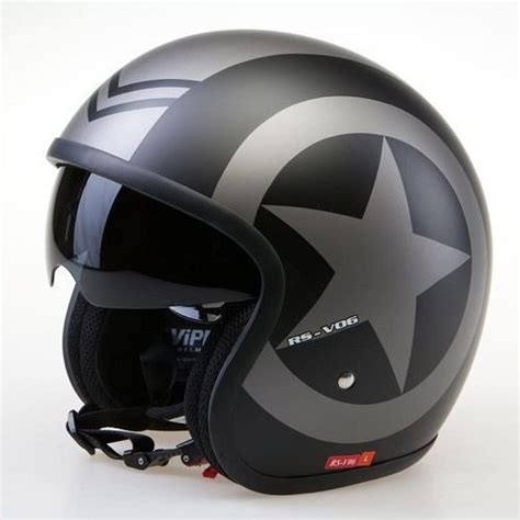 Viper Rs V Open Face Motorcycle Bike Helmet Matt Black Star Crash Lid