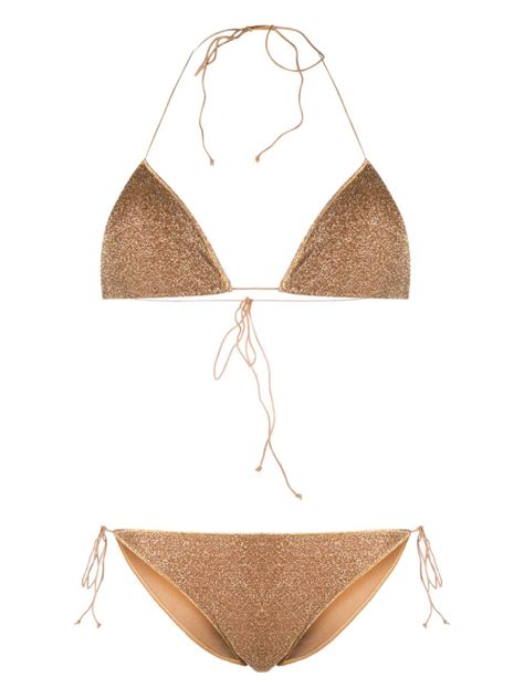 Oséree Lumière Triangle Bikini Brown FARFETCH