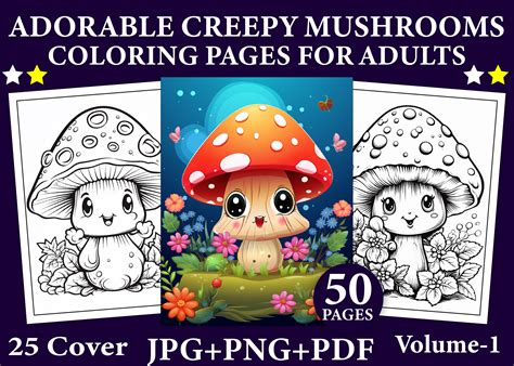 Adorable Creepy Mushrooms Coloring Page Graphic By Ochiya Store