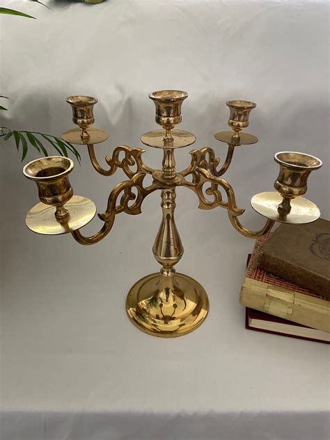 Vintage Brass 5 Arm Candelabra Etsy