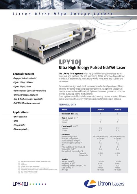 Ultra High Energy Pulsed Ndyag Laser Litron Lasers