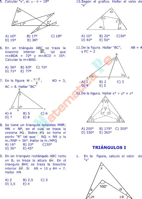 LOS TRIÁNGULOS Y SUS PROPIEDADES EJERCICIOS RESUELTOS DE GEOMETRÍA ...