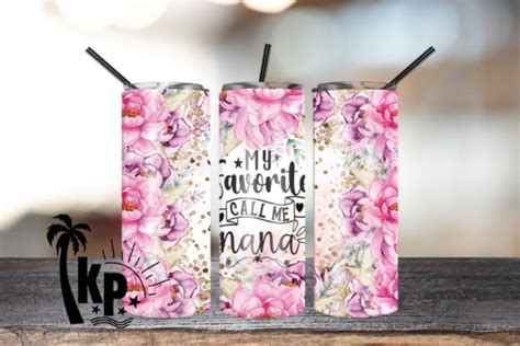 Floral Nana Tumbler Wrap Sublimation Graphic By Khampol Shop Design