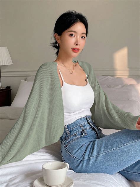 Dazy Solid Batwing Sleeve Open Front Crop Cardigan Shein Usa