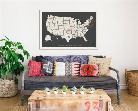 USA Travel Map Wall Art Print Personalized Travel Map 24x18 - Etsy