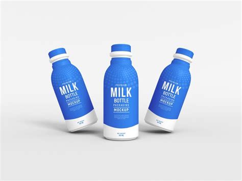 Premium PSD | Milk bottle packaging mockup